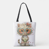 SCHATTIGE RAAR ZOMERTHEMA KITTEN TOTE BAG (Achterkant)