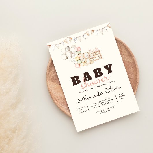 Schattige Rabbit Boho Baby shower Kaart