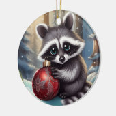 Schattige Raccoon Kerstornament Keramisch Ornament (Links)