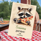 Schattige Raccoon Pizza Verjaardagsfeest Kaart