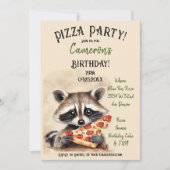 Schattige Raccoon Pizza Verjaardagsfeest Kaart (Voorkant)