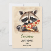 Schattige Raccoon Pizza Verjaardagsfeest Kaart (Achterkant)