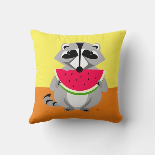Schattige Raccoon Wildlife Kussen (Achterkant)