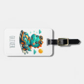 Schattige Racer Dinosaur en een Auto Bagagelabel (Voorkant horizontaal)