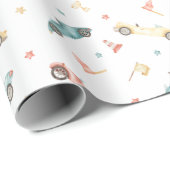 Schattige racewagenpatroon cadeaupapier (Rol Hoek)