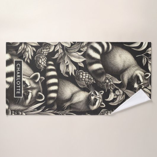 Schattige  Racoon Naadloos Badhanddoek (Badhanddoek)