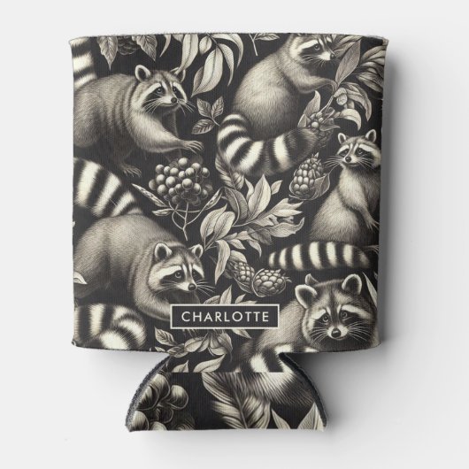 Schattige  Racoon Naadloos Blikjeskoeler (Voorkant)