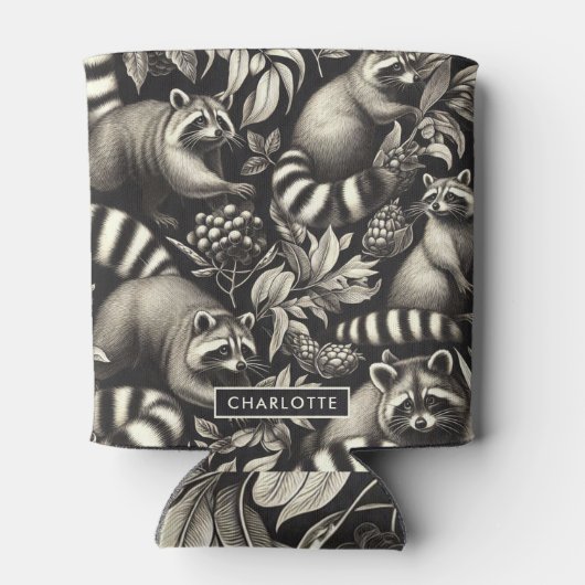 Schattige  Racoon Naadloos Blikjeskoeler (Achterkant)