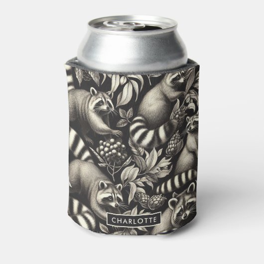 Schattige  Racoon Naadloos Blikjeskoeler (Blikje Achterkant)