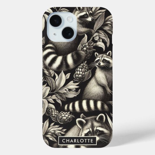 Schattige Racoon Naadloos Case-Mate iPhone Case (Achterkant)