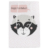 Schattige Racoon - Roze Confetti Kids Verjaardagsc Medium Cadeauzakje (Voorkant)