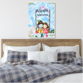 Schattige Radha Krishna op slingerende muur kunst  Canvas Afdruk (Insitu (Slaapkamer))