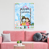 Schattige Radha Krishna op slingerende muur kunst  Canvas Afdruk (Insitu (Woonkamer))