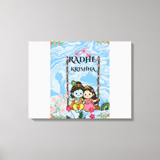Schattige Radha Krishna op slingerende muur kunst  Canvas Afdruk