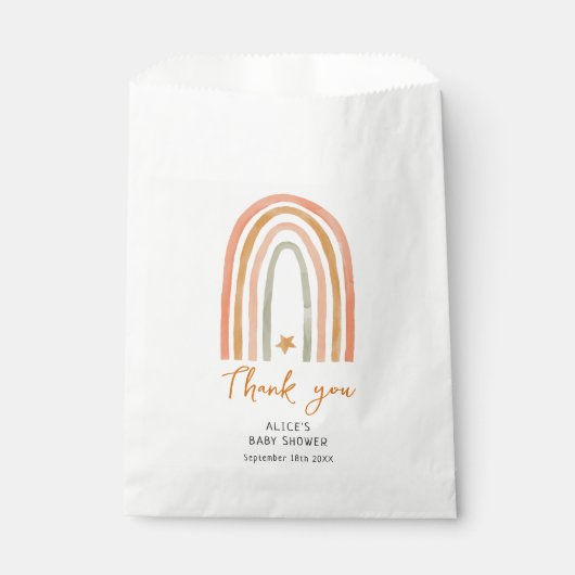 Schattige Rainbow Boho Baby shower Bedankzakje (Voorkant)