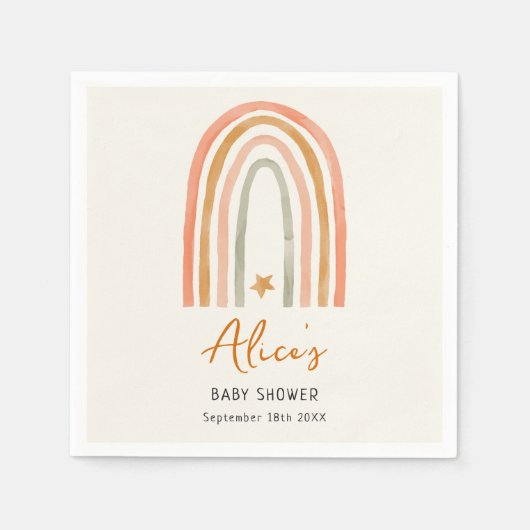 Schattige Rainbow Boho Baby shower Servet (Voorkant)