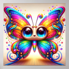 Schattige Rainbow Butterfly brengt blijheid Poster