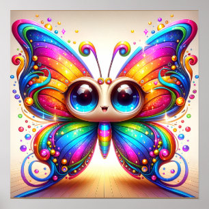 Schattige Rainbow Butterfly brengt blijheid Poster