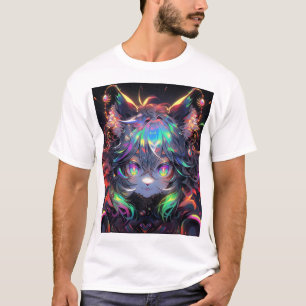 Schattige Rainbow Catgirl Furry Anime T-shirt