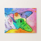 Schattige Rainbow Corgi Waterverf puzzel (Horizontaal)