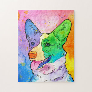 Schattige Rainbow Corgi Waterverf puzzel