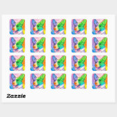 Schattige Rainbow Corgi Waterverf Vierkante Sticker (Vel)