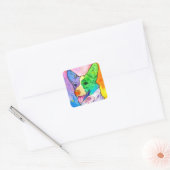 Schattige Rainbow Corgi Waterverf Vierkante Sticker (Envelop)