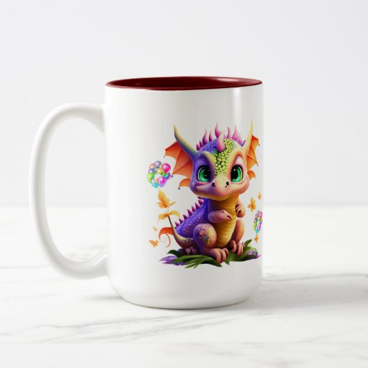Schattige Rainbow Dragon Design Mok (Links)