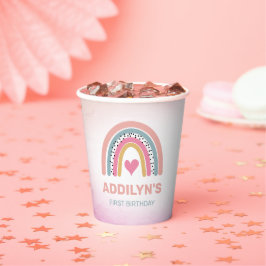 Schattige Rainbow Girl's verjaardagsfeestje Papier Papieren Bekers