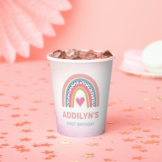Schattige Rainbow Girl's verjaardagsfeestje Papier Papieren Bekers (Insitu)