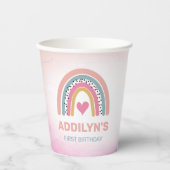 Schattige Rainbow Girl's verjaardagsfeestje Papier Papieren Bekers (Voorkant)