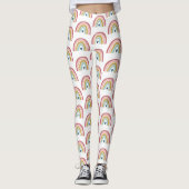 Schattige Rainbow Pink Blush Blue Heart Leggings (Voorkant)