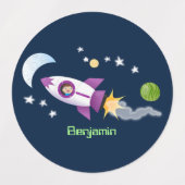Schattige raketschip in de ruimte cartoon geperson labels (Design 2)