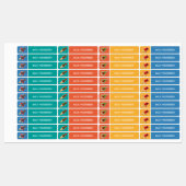 Schattige raketten kleurrijke kindernaam labels (Vel)