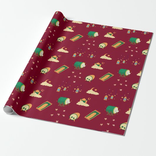 Schattige ramadan eid mubarak cadeaupapier (Uitgerold)