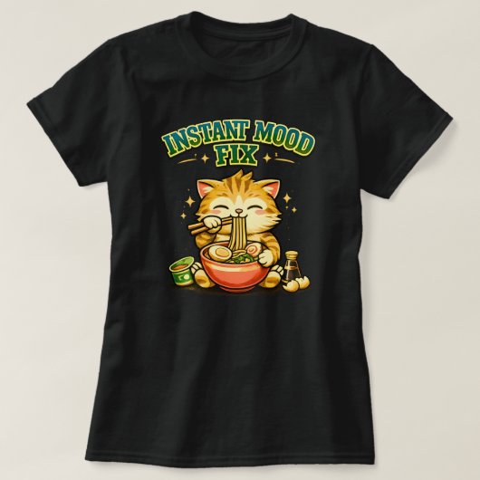 Schattige Ramen Kat Directe Stemmingsfixer Funny F T-shirt (Design voorkant)