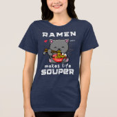 Schattige Ramen Makes Life Souper Cat Noedels Tri-Blend Shirt (Voorkant)