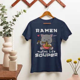 Schattige Ramen Makes Life Souper Cat Noedels Tri-Blend Shirt