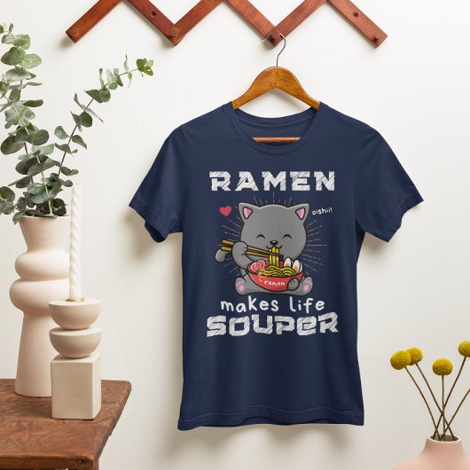 Schattige Ramen Makes Life Souper Cat Noedels Tri-Blend Shirt