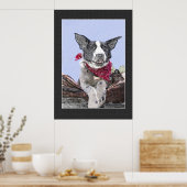 Schattige rand Collie Heeler Mix Dog Schetskunst Poster (Keuken)
