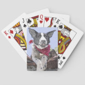 Schattige rand Collie Heeler Mix Dog Schetskunst Speelkaarten (Achterkant)
