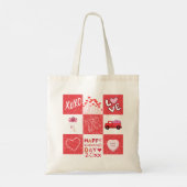Schattige raster van liefde Valentijnsdag Canvas t Tote Bag (Achterkant)