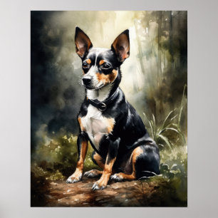 Schattige Rat Terrier Hondenkunst Print Poster