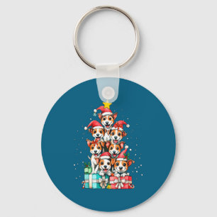 Schattige Rat Terrier Le Hond Kerstboom Kerstmis Sleutelhanger