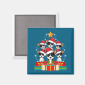 Schattige Rat Terrier Le Hond Kerstboom Kerstmuts Magneet (Voorkant / Achterkant)