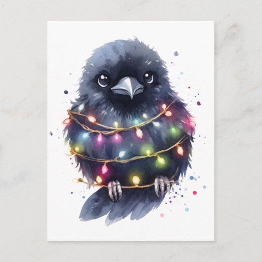 Schattige Raven Christmas Briefkaart (Voorkant)