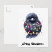 Schattige Raven Christmas Briefkaart (Voorkant / Achterkant)