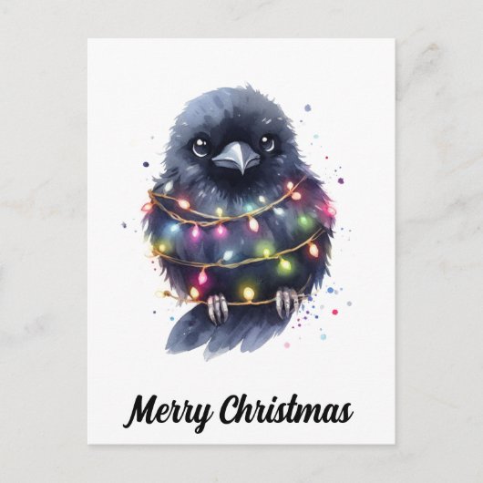 Schattige Raven Christmas Briefkaart (Voorkant)