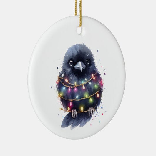 Schattige Raven Christmas Keramisch Ornament (Rechts)