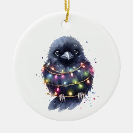 Schattige Raven Christmas Keramisch Ornament (Voorkant)